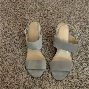 Gray suede heels